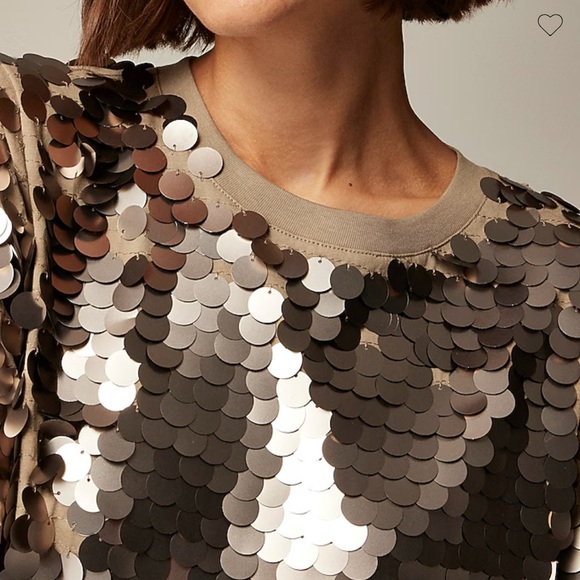 J. Crew Collection sequin-embellished T-shirt Blouse Holiday party New Years Eve - Picture 2 of 11